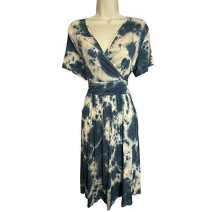 Weaczzy Blue & White Tie Dye Dress Women’s Reg Size L V729